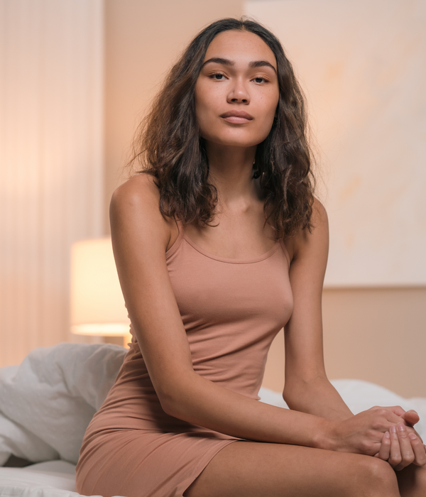 Tan bamboo slip dress