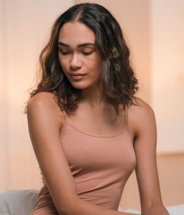 Tan bamboo slip dress