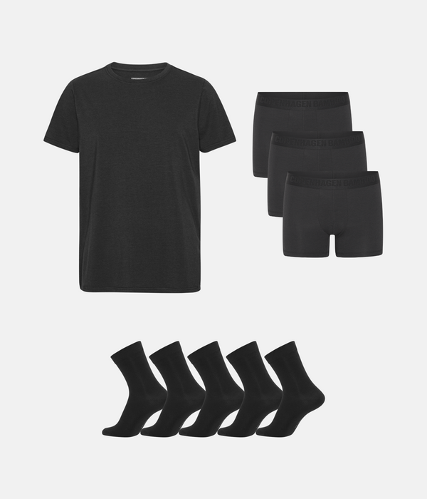 Bamboo Package - T-shirt & Briefs & Socks - Black