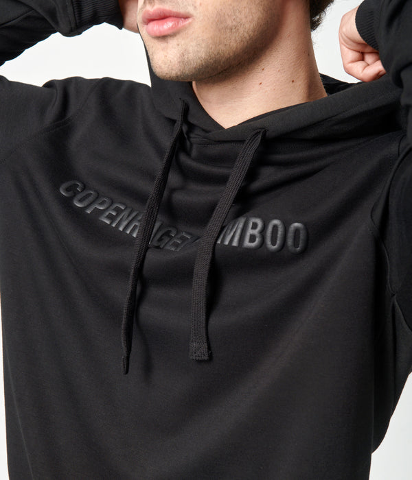 Black bamboo hoodie jogging set with logo