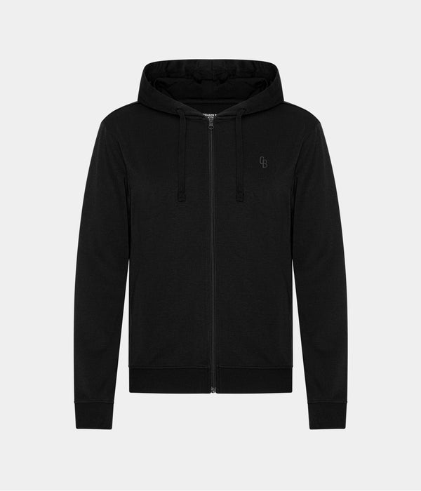 Black bamboo hoodie jogging set with zipper