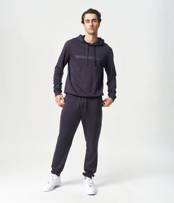 Dark grey bamboo hoodie jogging set with logo