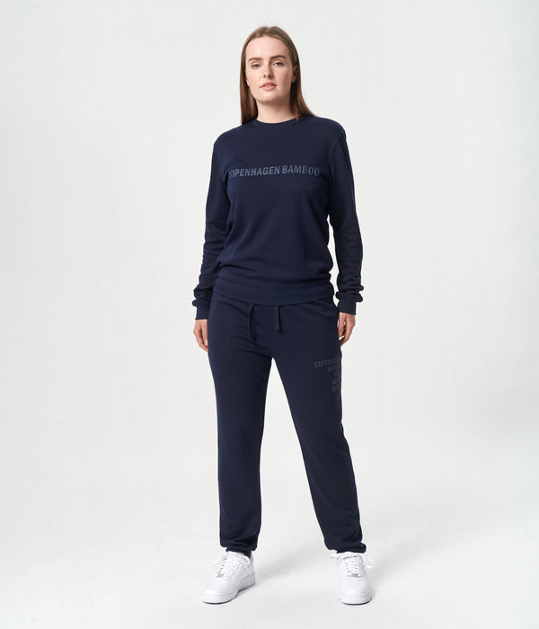 Navy bamboo jogging set with logo