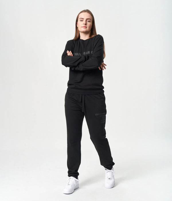 Black bamboo jogging suit with logo