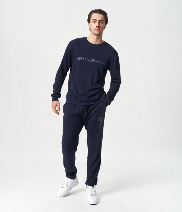 Navy bamboo jogging set with logo
