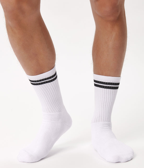 6 pairs of bamboo tennis socks white with black stripes/navy with white stripes