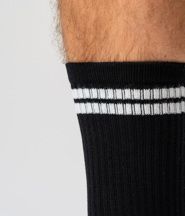 6 pairs of bamboo tennis socks black with white stripes/navy with white stripes